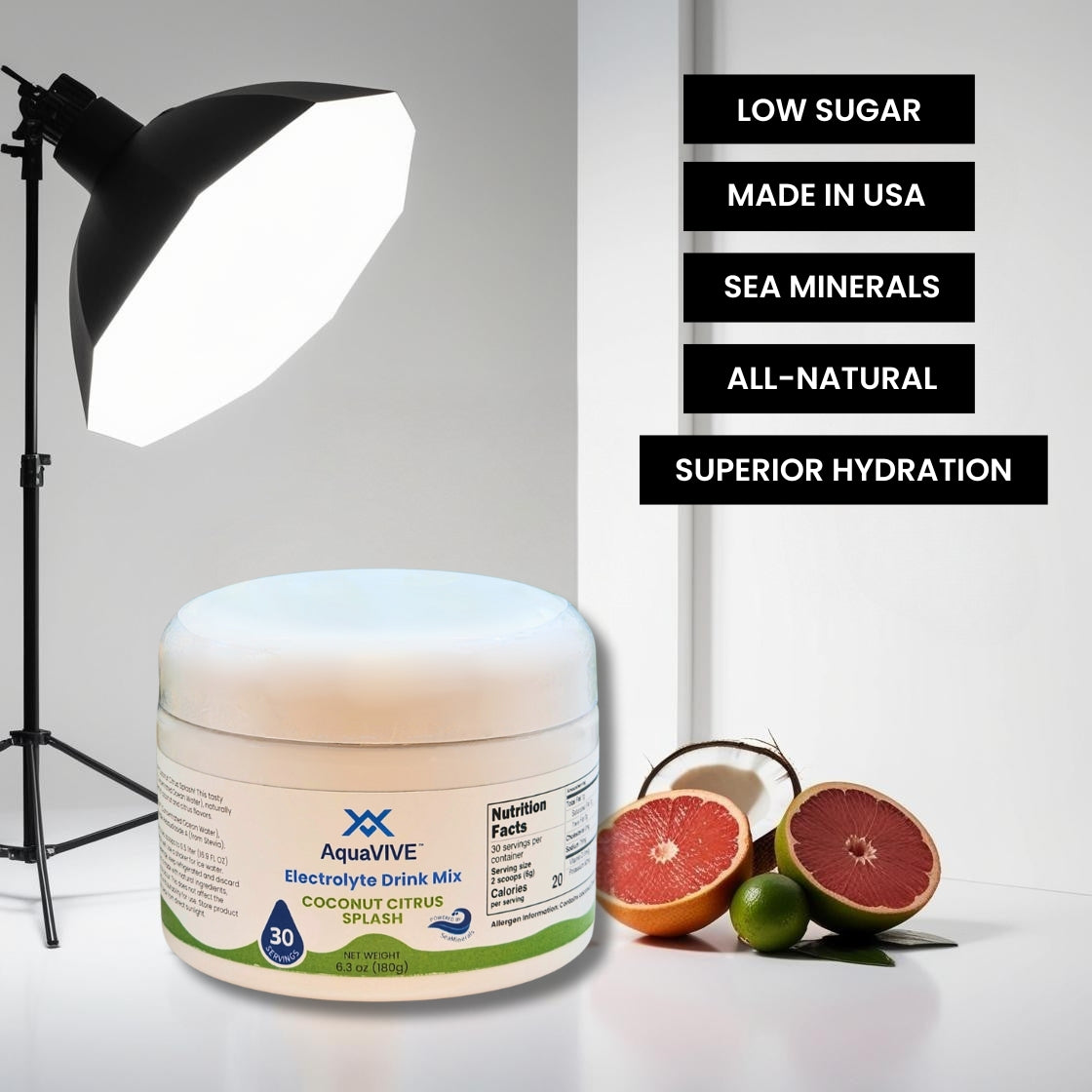 Hydration Drink Mix Coconut Citrus Splash Jar