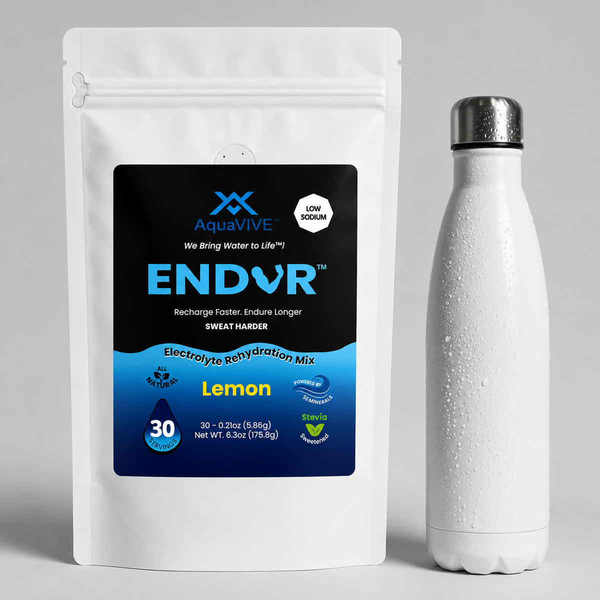 ENDUR™ Organic Lemon Flavor Rehydration Drink Mix Packets