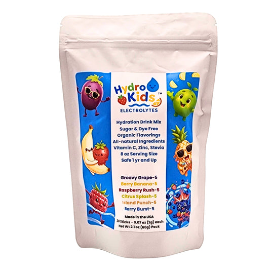 HydroKids™ Healthy Hydration Fun Pack 30 Serving Sticks (6 Flavors) No Sugar Added, No Dyes, No Artificial Ingredients