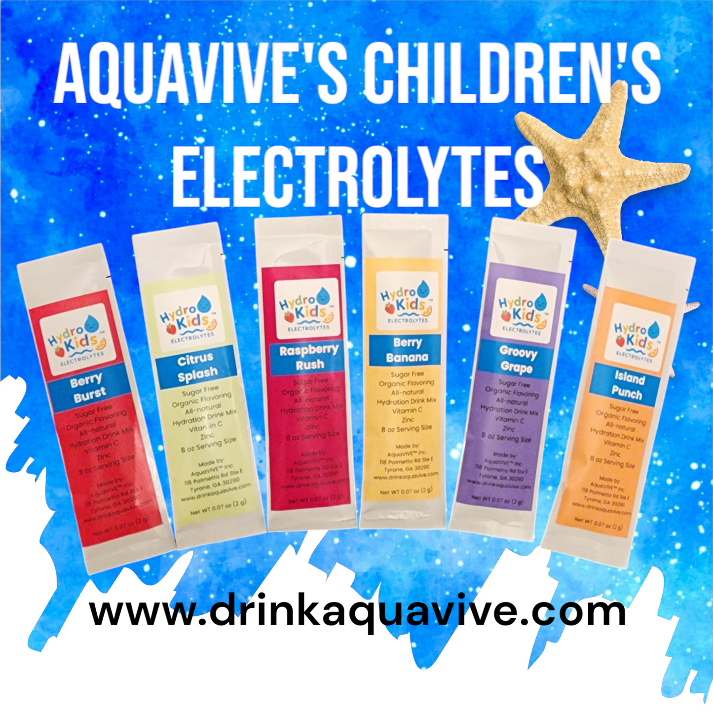 HydroKids™ Healthy Hydration Fun Pack 30 Serving Sticks (6 Flavors) No Sugar Added, No Dyes, No Artificial Ingredients