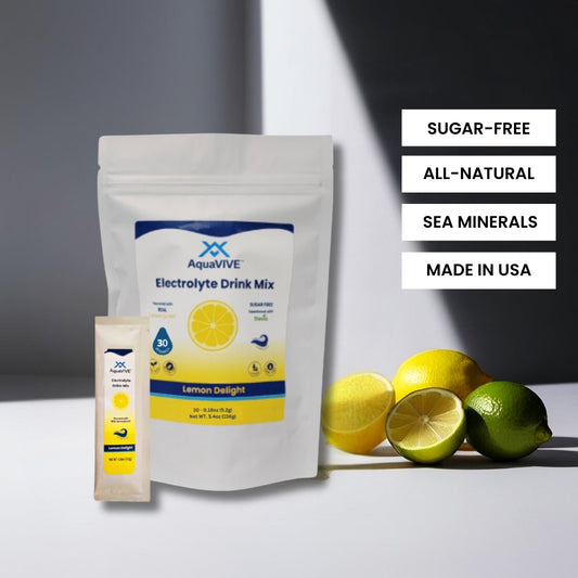 Electrolyte Drink Mix Powder Sachets flavored with Organic Lemon
