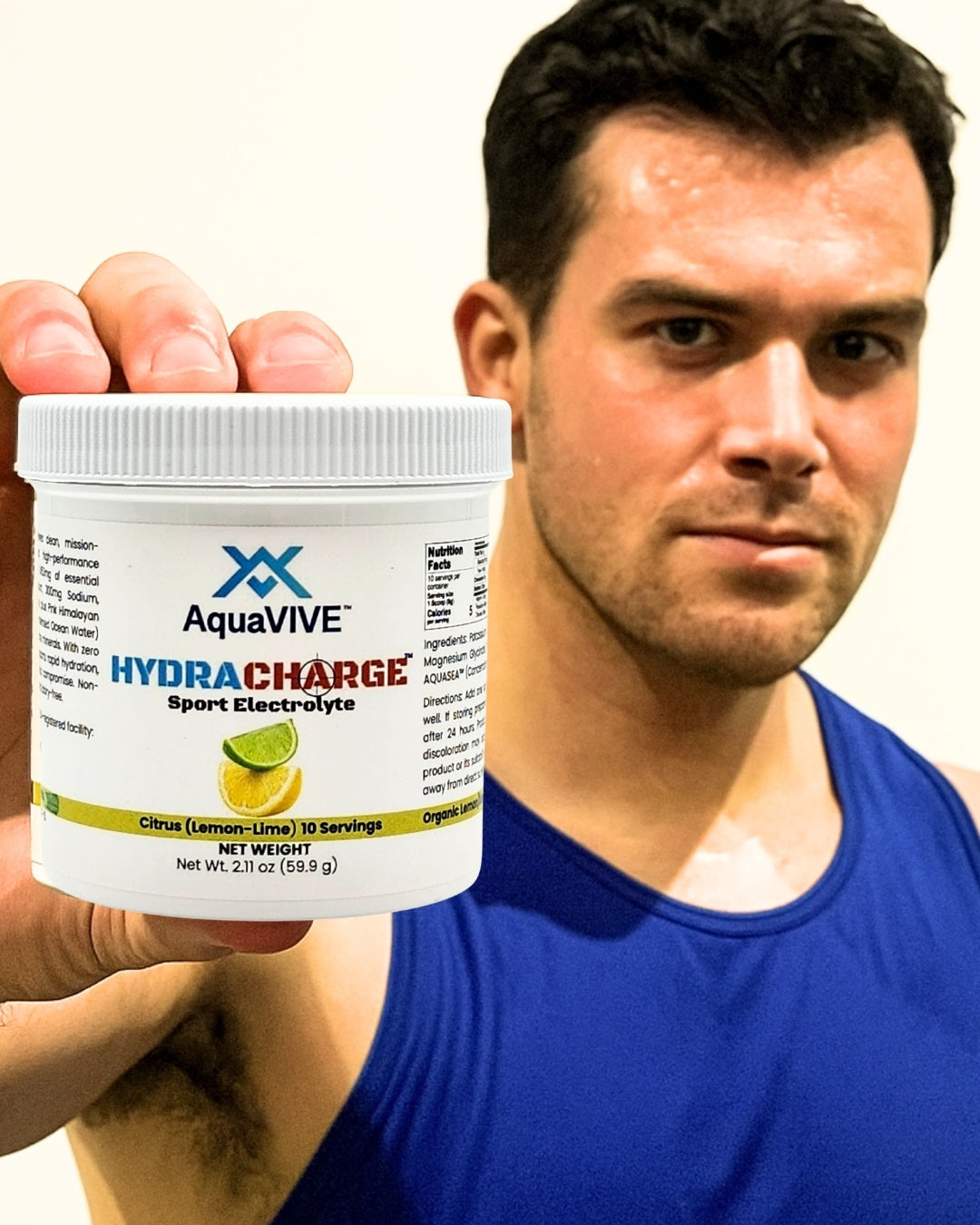 AquaVIVE's HYDRACHARGE™ SPORT CITRUS (Organic Lemon and Lime) Electrolyte Drink Mix 10 SERVINGS