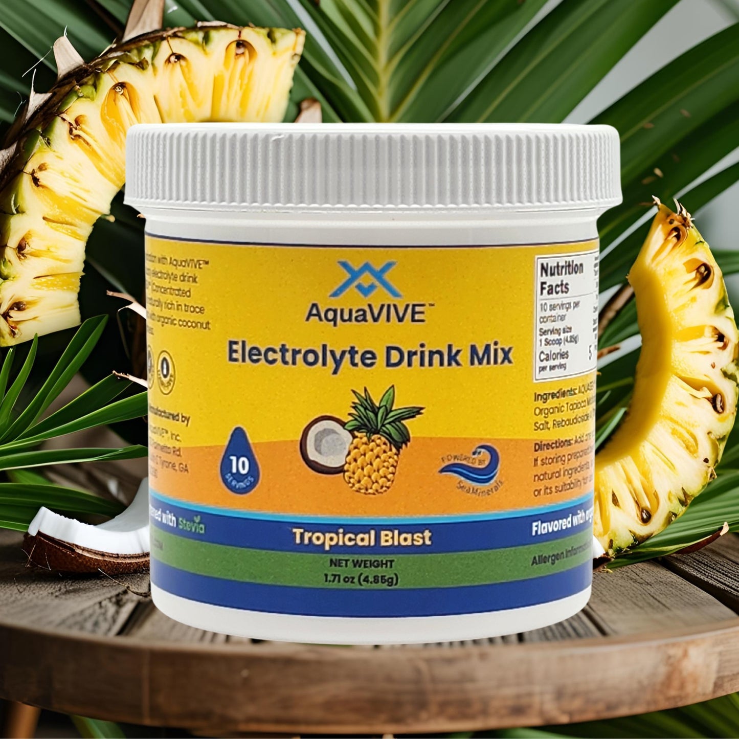 AquaVIVE's Electrolyte Drink Mix Tropical Blast (Coconut/Pineapple) 10 Servings