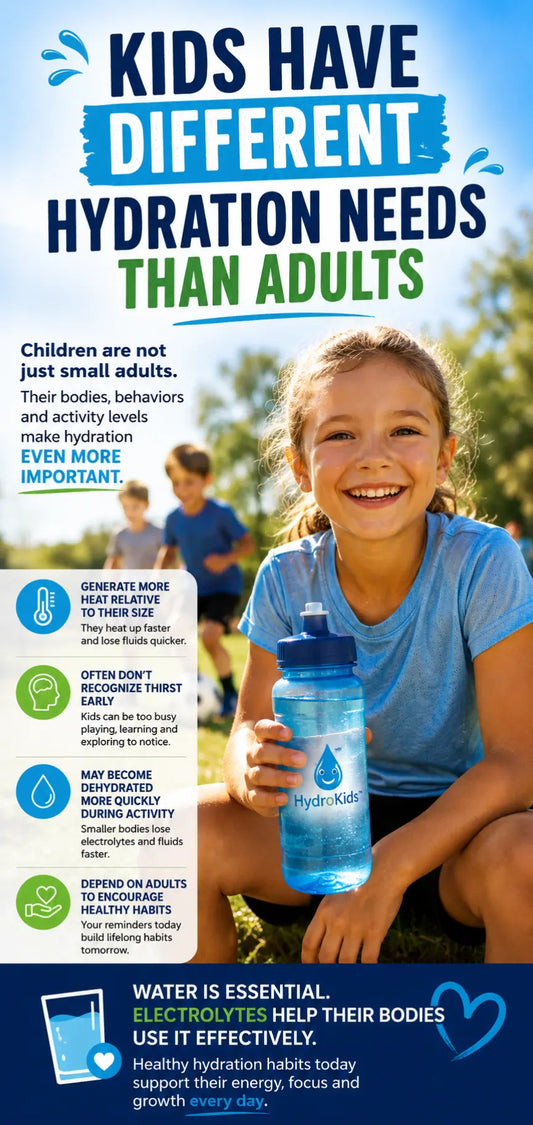 KIDS HAVE DIFFERENT HYDRATION NEEDS THAN ADULTS