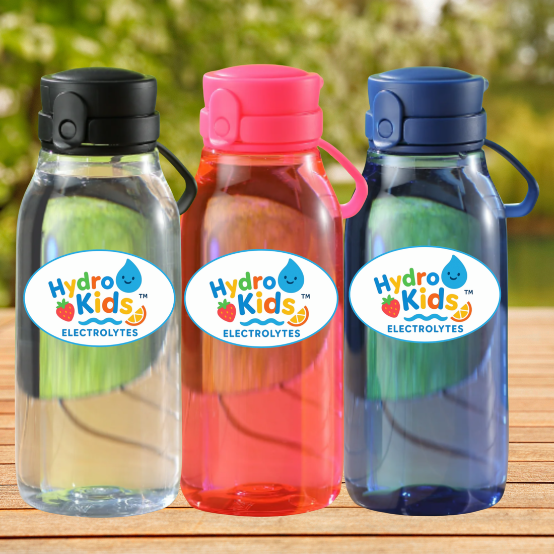 HydroKids 16 Oz PET Plastic Black Water Bottle with Flip Top Chug Lid No Straw Clear BPA Free Kids Friendly Design