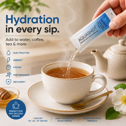 AQUASHOTS™ Ocean-Sourced Liquid Drink Add-In Sachets | Unflavored Beverage Mixer for Water, Coffee, Tea, Smoothies | Zero Calories, No Sugar | Hot or Cold Drinks | 30 Sachets