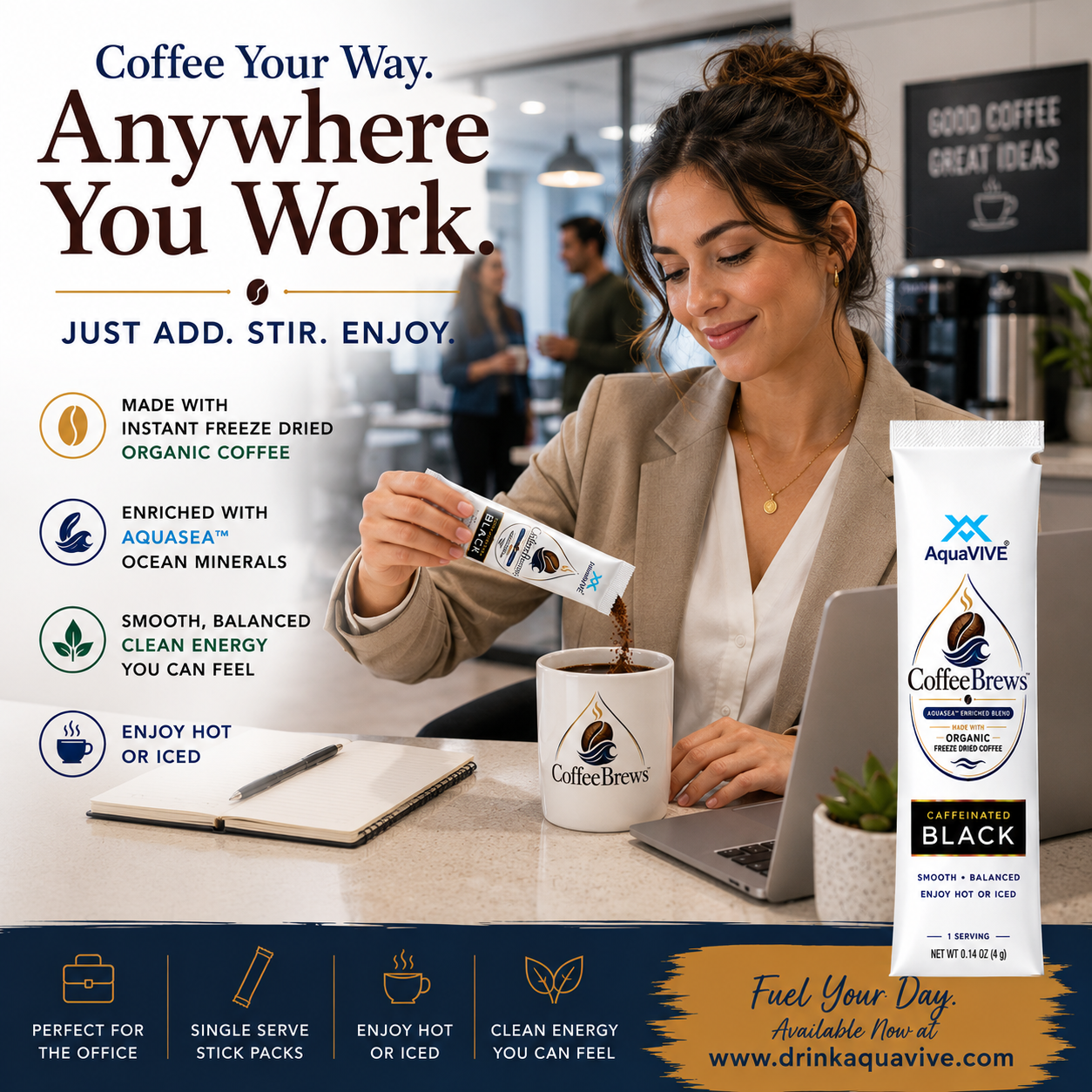 COFFEEBREWS™ Caffeinated Instant Coffee Pouch 30 Servings