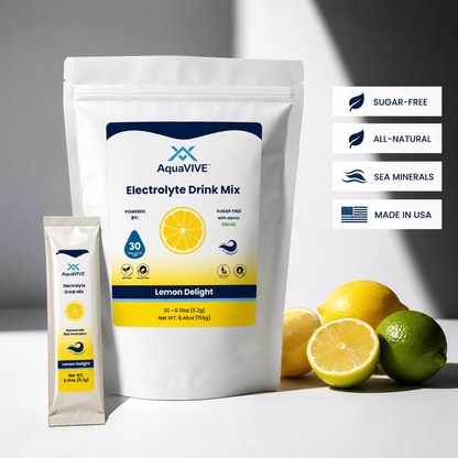 Electrolyte Drink Mix Powder Sachets flavored with Organic Lemon