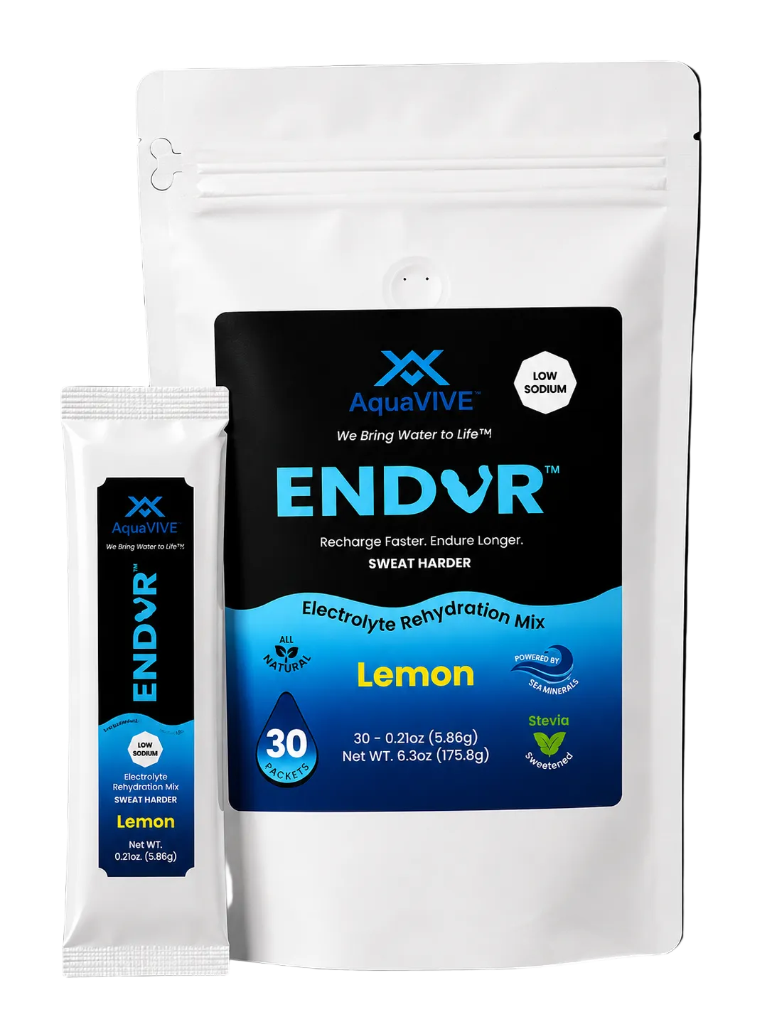 ENDUR™ Organic Lemon Flavor Rehydration Drink Mix Packets