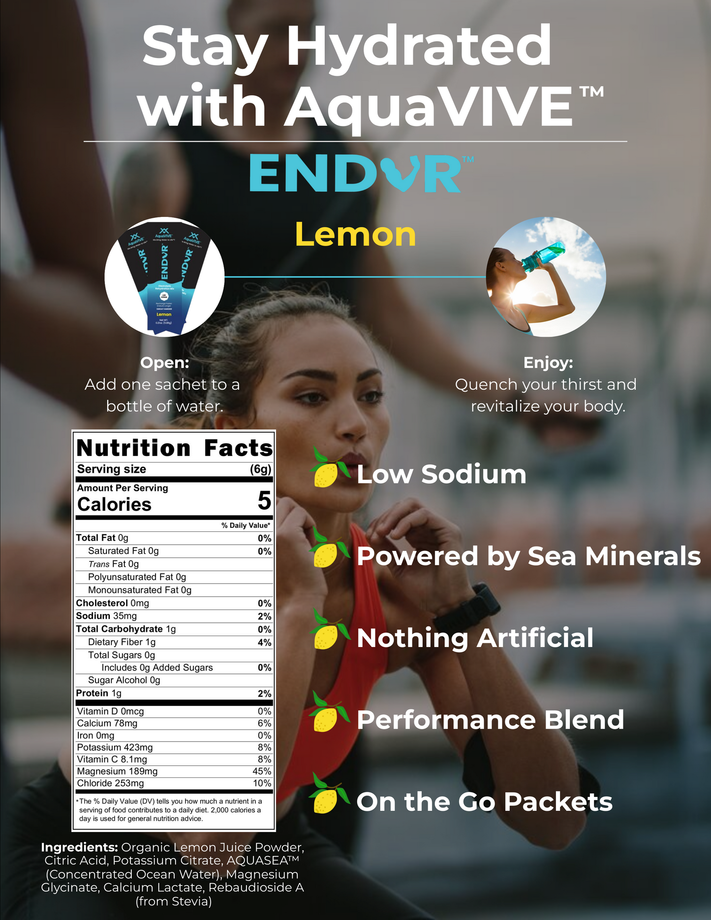 ENDUR™ Sugar-Free Electrolyte Hydration Powder Packets - Lemon