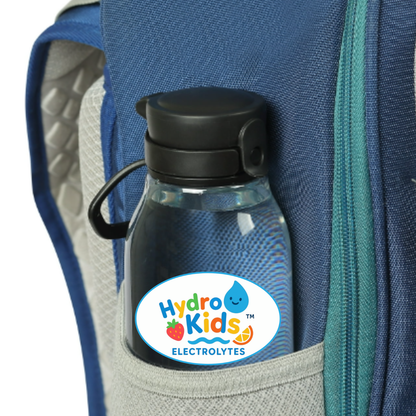 HydroKids 16 Oz PET Plastic Black Water Bottle with Flip Top Chug Lid No Straw Clear BPA Free Kids Friendly Design