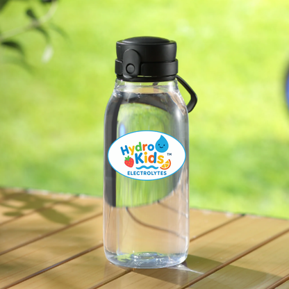 HydroKids 16 Oz PET Plastic Black Water Bottle with Flip Top Chug Lid No Straw Clear BPA Free Kids Friendly Design