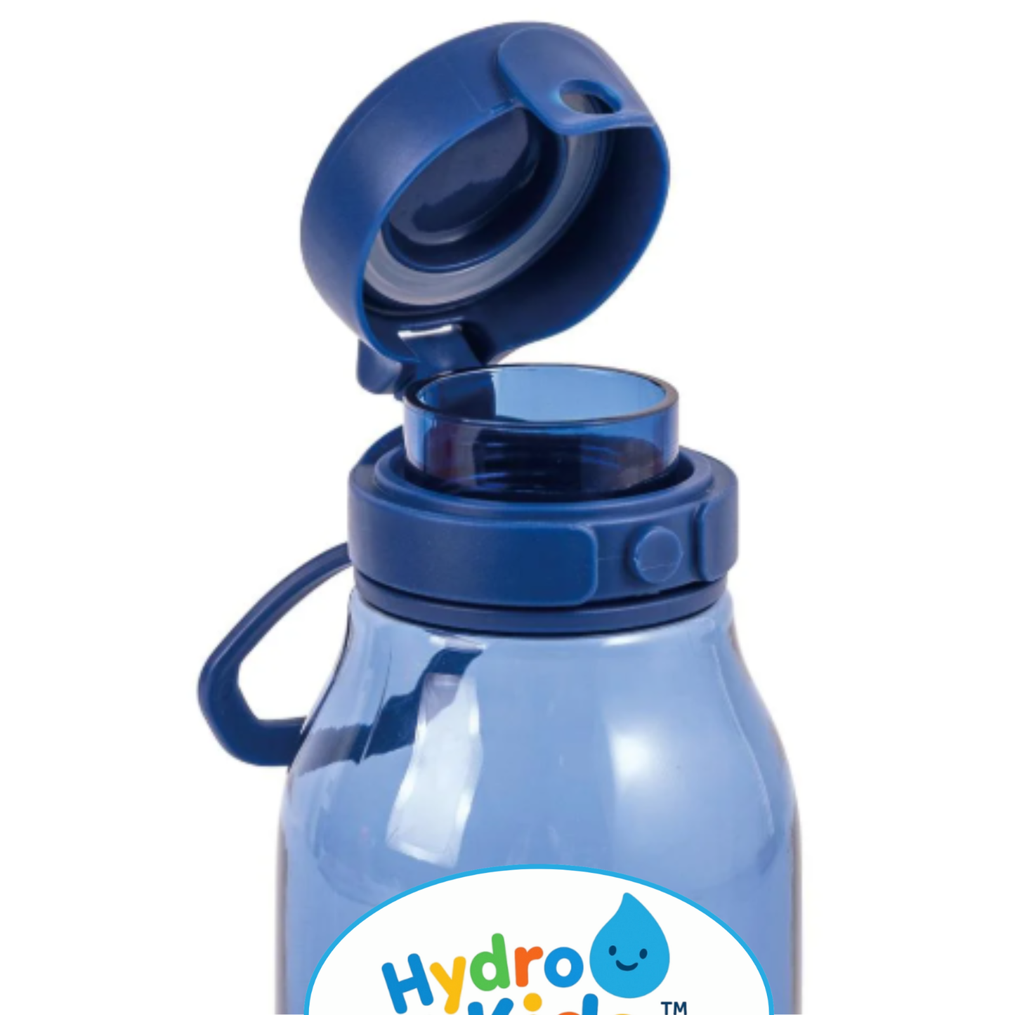 HydroKids 16 Oz PET Plastic Black Water Bottle with Flip Top Chug Lid No Straw Clear BPA Free Kids Friendly Design