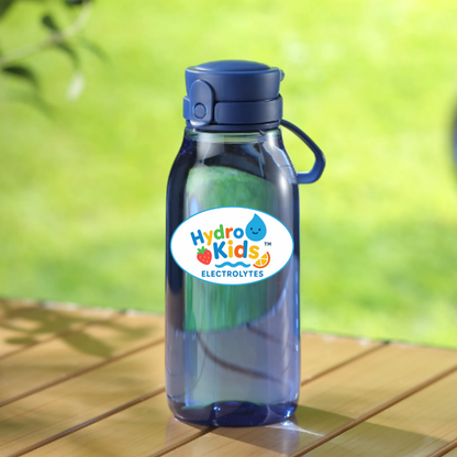 HydroKids 16 Oz PET Plastic Black Water Bottle with Flip Top Chug Lid No Straw Clear BPA Free Kids Friendly Design