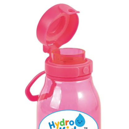 HydroKids 16 Oz PET Plastic Black Water Bottle with Flip Top Chug Lid No Straw Clear BPA Free Kids Friendly Design