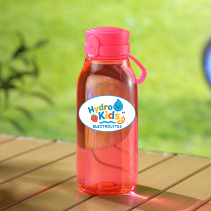 HydroKids 16 Oz PET Plastic Black Water Bottle with Flip Top Chug Lid No Straw Clear BPA Free Kids Friendly Design