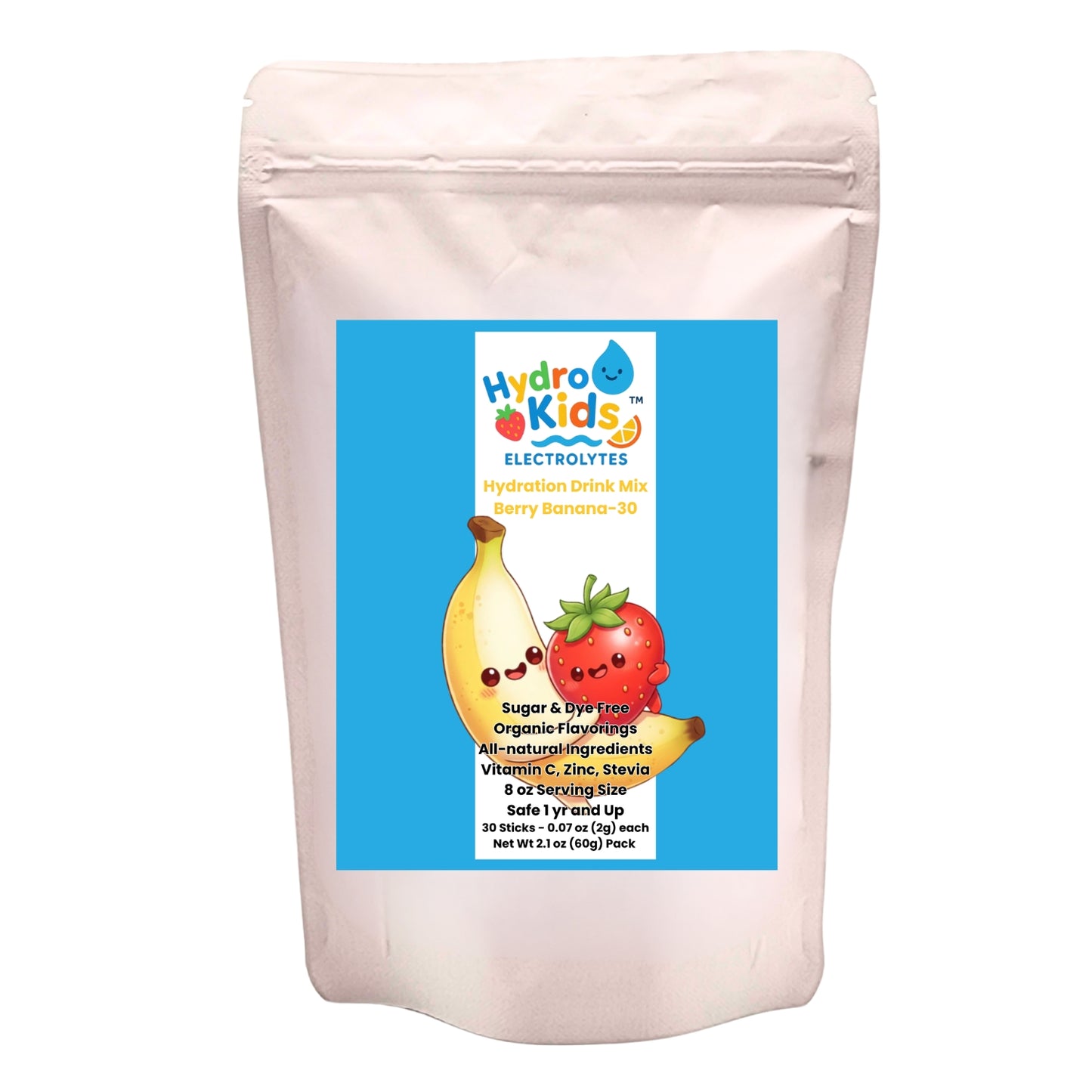 HydroKids™ Healthy Berry Banana 30 Serving Sticks (No Sugar Added, No Dyes, No Artificial Ingredients)