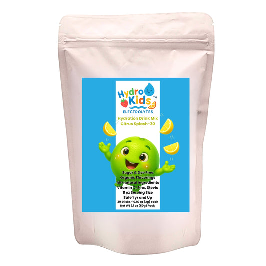 HydroKids™ Healthy Hydration Citrus Splash 30 Serving Sticks (No Sugar Added, No Dyes, No Artificial Ingredients)