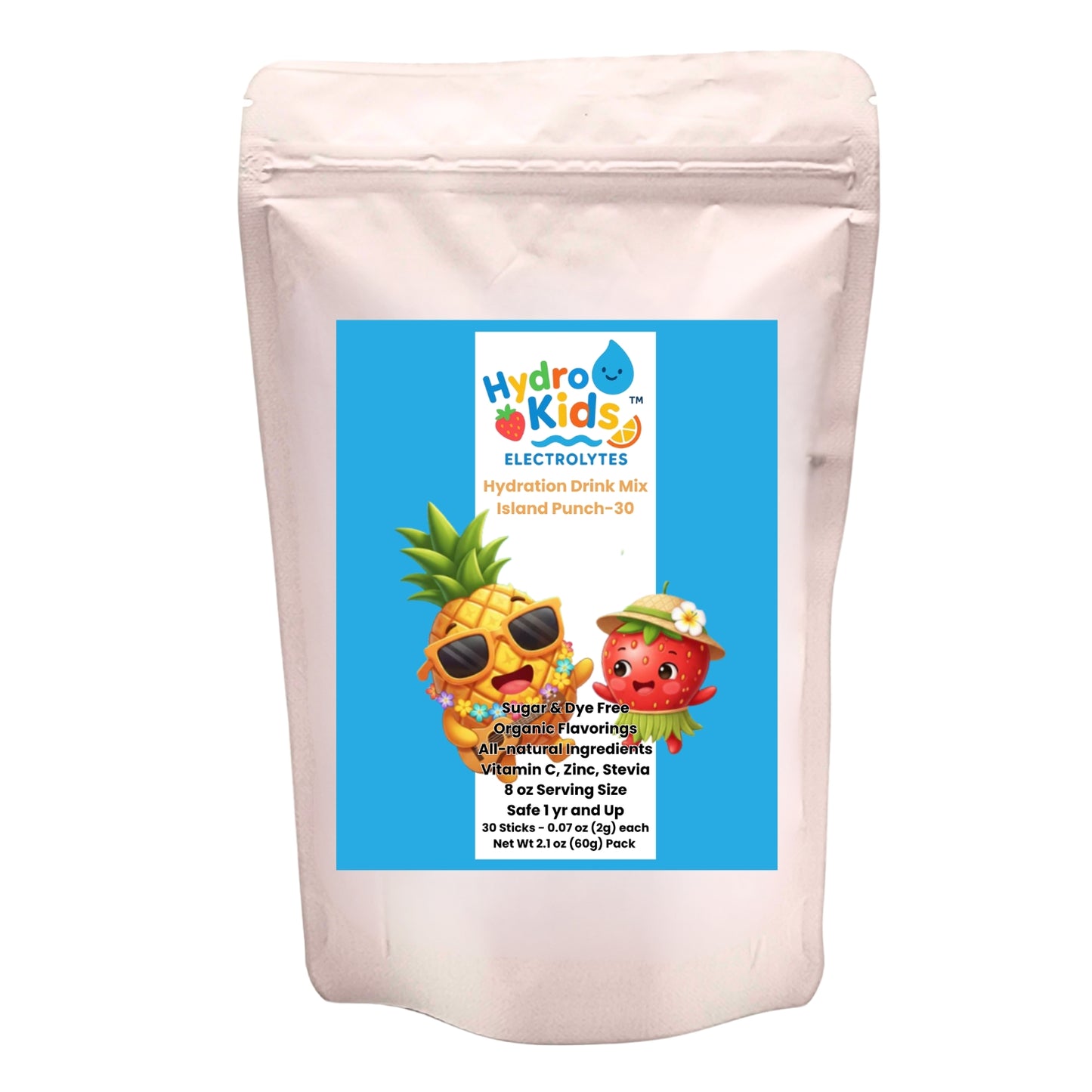 HydroKids™ Healthy Island Punch 30 Serving Sticks (No Sugar Added, No Dyes, No Artificial Ingredients)