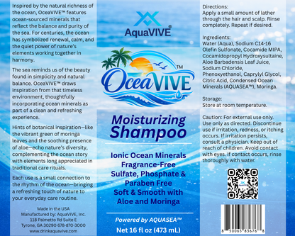 OceaVIVE™ Moisturizing Shampoo with Ocean Minerals, Aloe, Moringa & Fragrance-Free 16 Fl oz