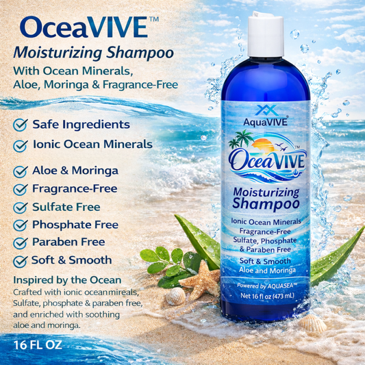 OceaVIVE™ Moisturizing Shampoo with Ocean Minerals, Aloe, Moringa & Fragrance-Free 16 Fl oz