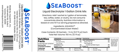 SeaBoost™ Liquid Electrolyte Drink Mix Concentrate-1 Gallon Mix (30 Sachets)