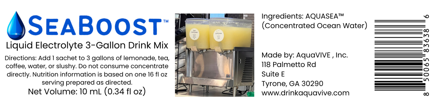 SeaBoost™ Liquid Electrolyte Drink Mix Concentrate-3 Gallon Mix (30 Sachets)