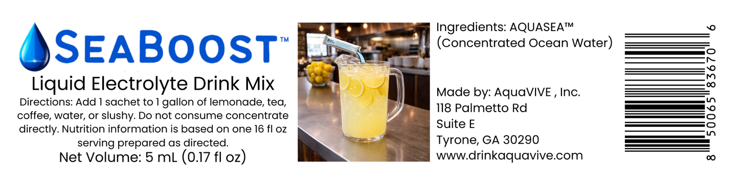 SeaBoost™ Liquid Electrolyte Drink Mix Concentrate-1 Gallon Mix (30 Sachets)