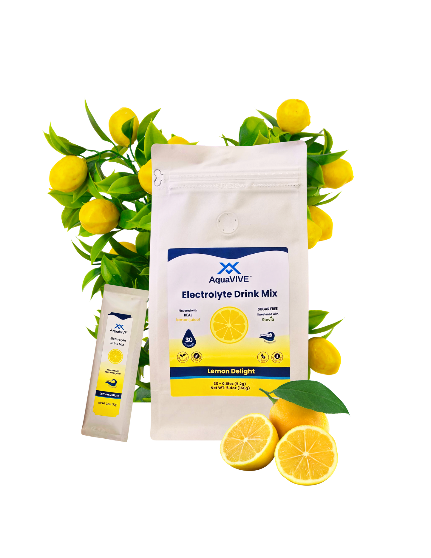 AquaVIVE™ Low-Sodium Hydration Powder Packets - Lemon Delight